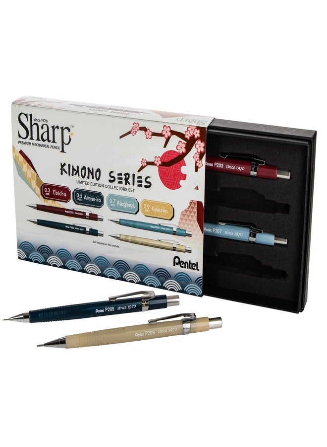 بنتل قلم رصاص ميكانيكي من Pentel Sharp، إصدار محدود، مجموعة ألوان Kimono، تتضمن أحجام رؤوس 0.3 مم، 0.5 مم، 0.7 مم، 0.9 مم، (P200JPBXSET) - Image 1
